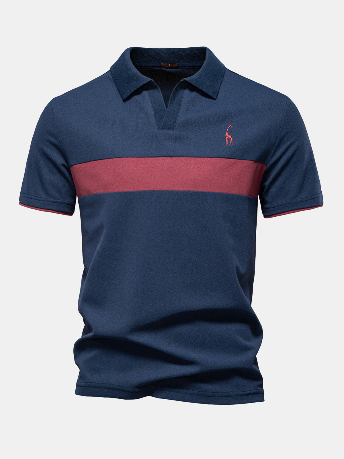 V-Neck Polo Shirt with Contrast Pique Design – photo 3