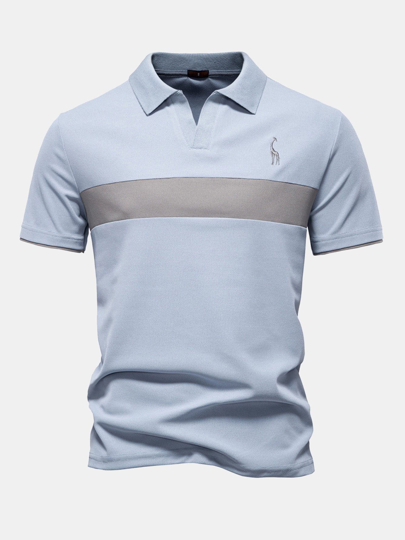 V-Neck Polo Shirt with Contrast Pique Design – photo 7