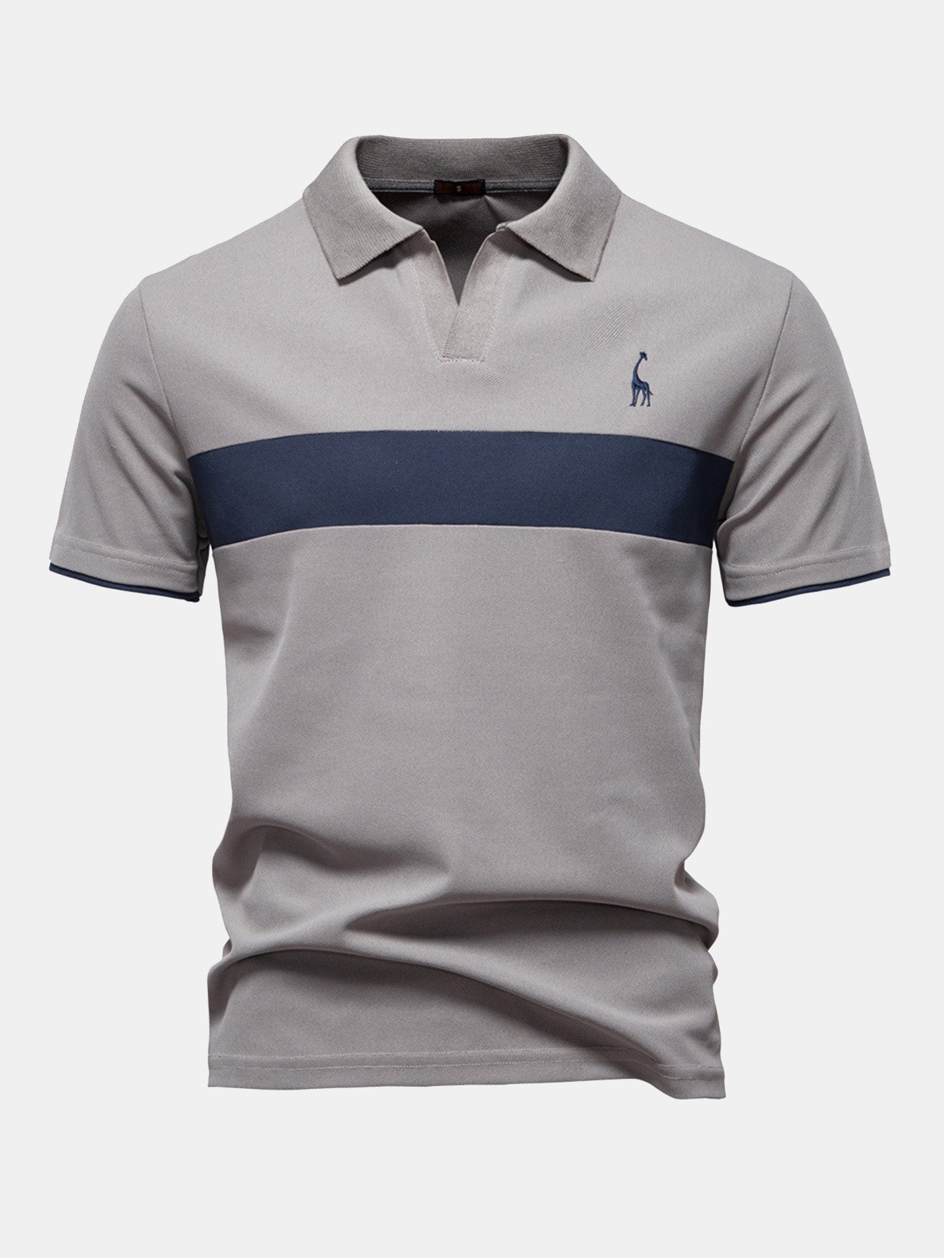 V-Neck Polo Shirt with Contrast Pique Design – photo 9