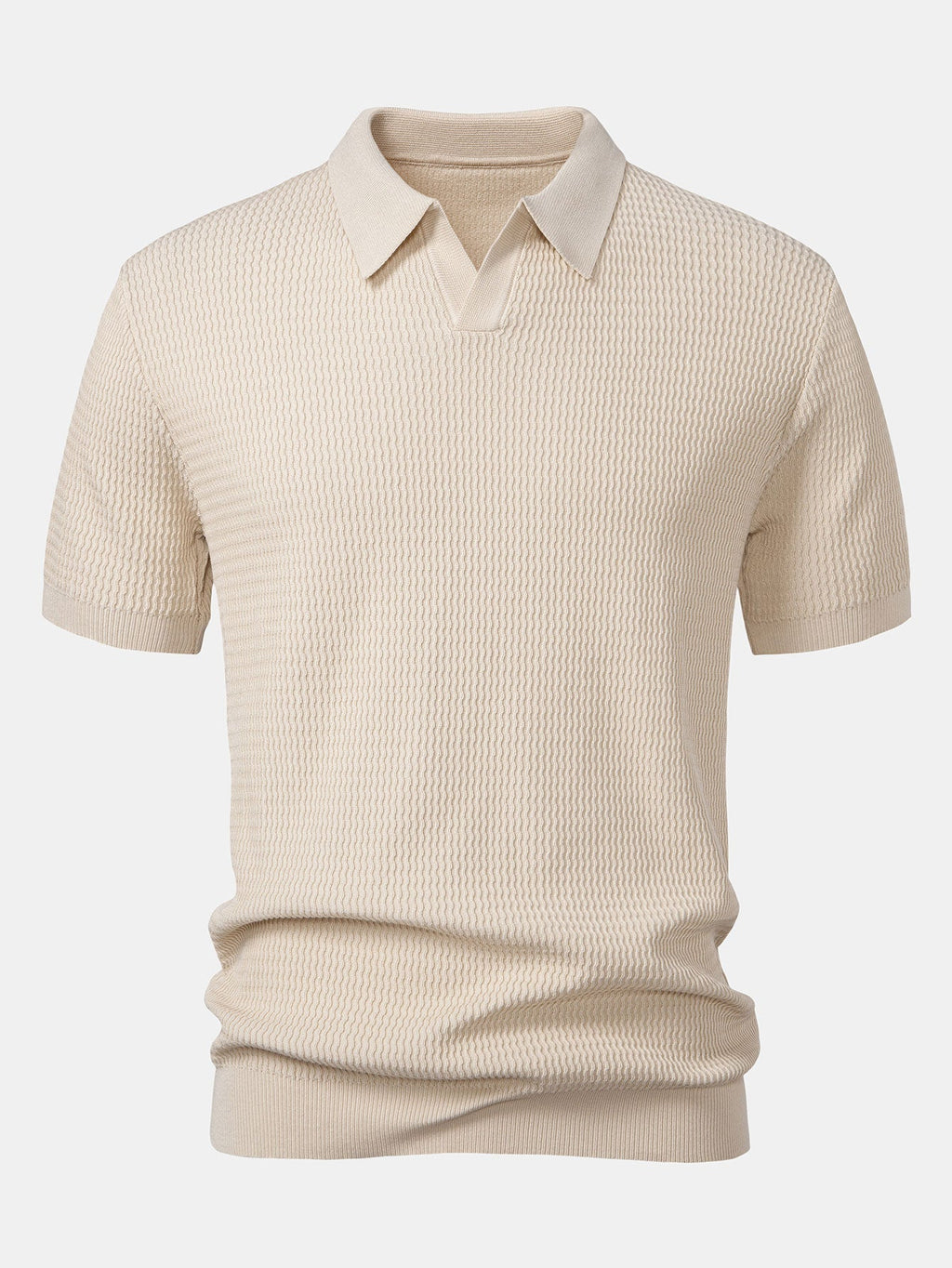 V-Neck Polo Shirt with Wave Jacquard Knit | Elmont