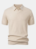 V-Neck Polo Shirt with Wave Jacquard Knit | Elmont