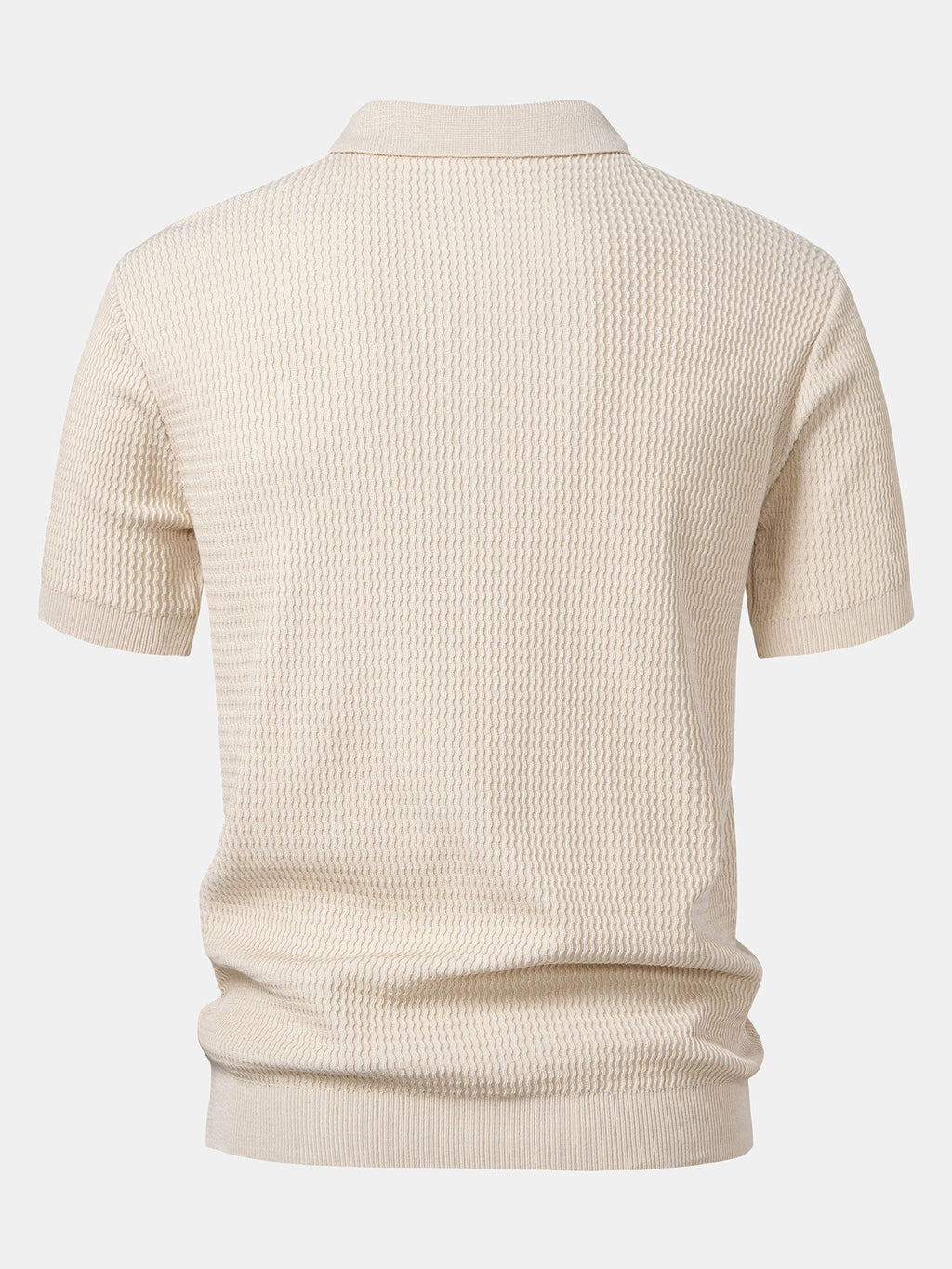 V-Neck Polo Shirt with Wave Jacquard Knit – photo 2