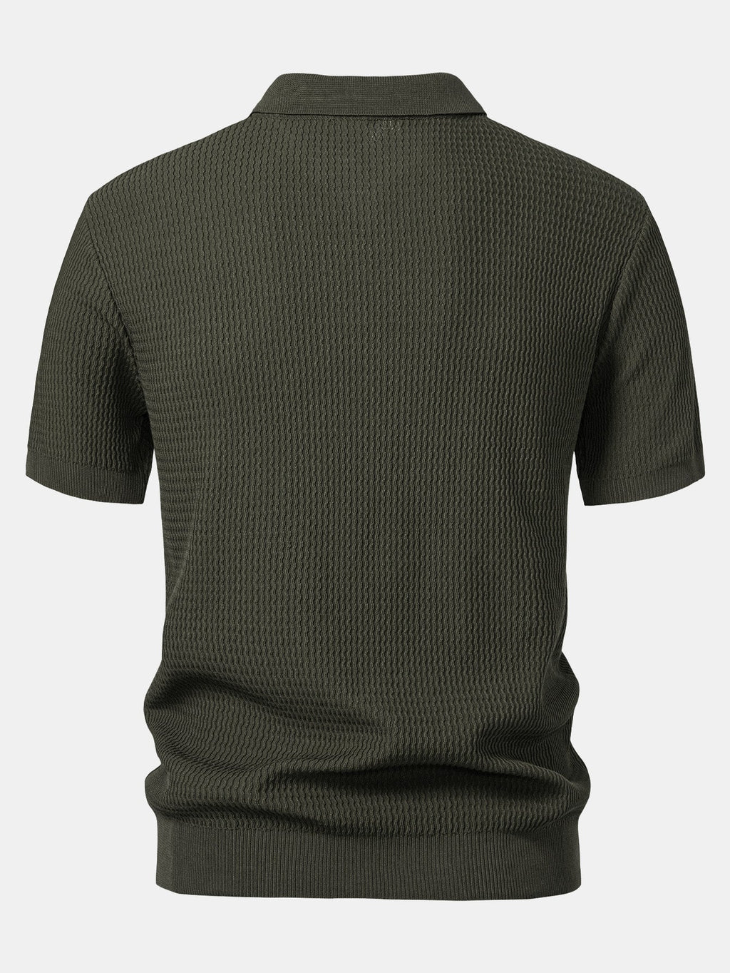 V-Neck Polo Shirt with Wave Jacquard Knit – photo 6