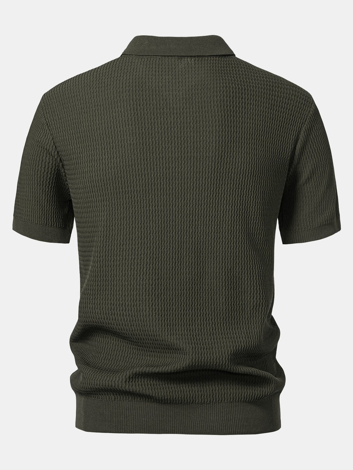 V-Neck Polo Shirt with Wave Jacquard Knit – photo 6