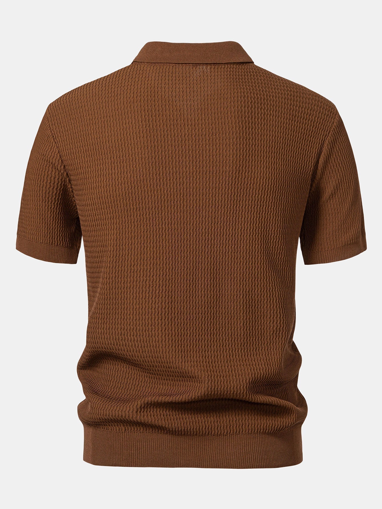 V-Neck Polo Shirt with Wave Jacquard Knit – photo 8