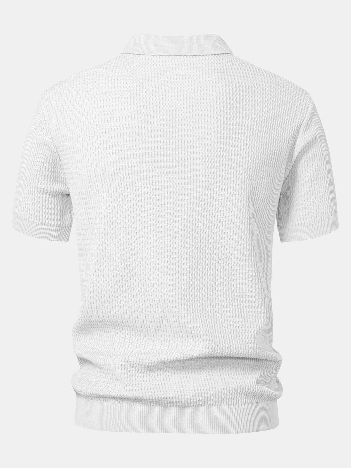 V-Neck Polo Shirt with Wave Jacquard Knit – photo 10