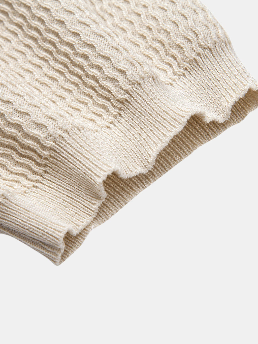 V-Neck Polo Shirt with Wave Jacquard Knit – photo 12