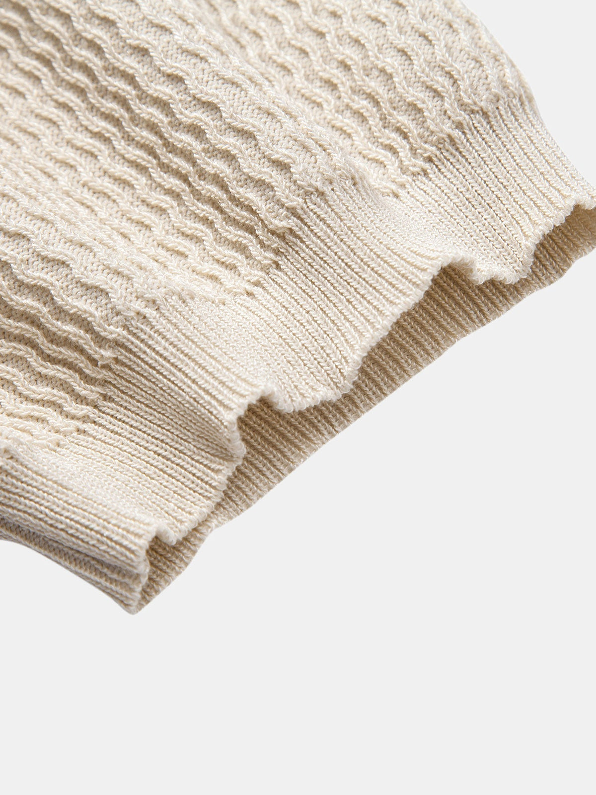 V-Neck Polo Shirt with Wave Jacquard Knit – photo 12