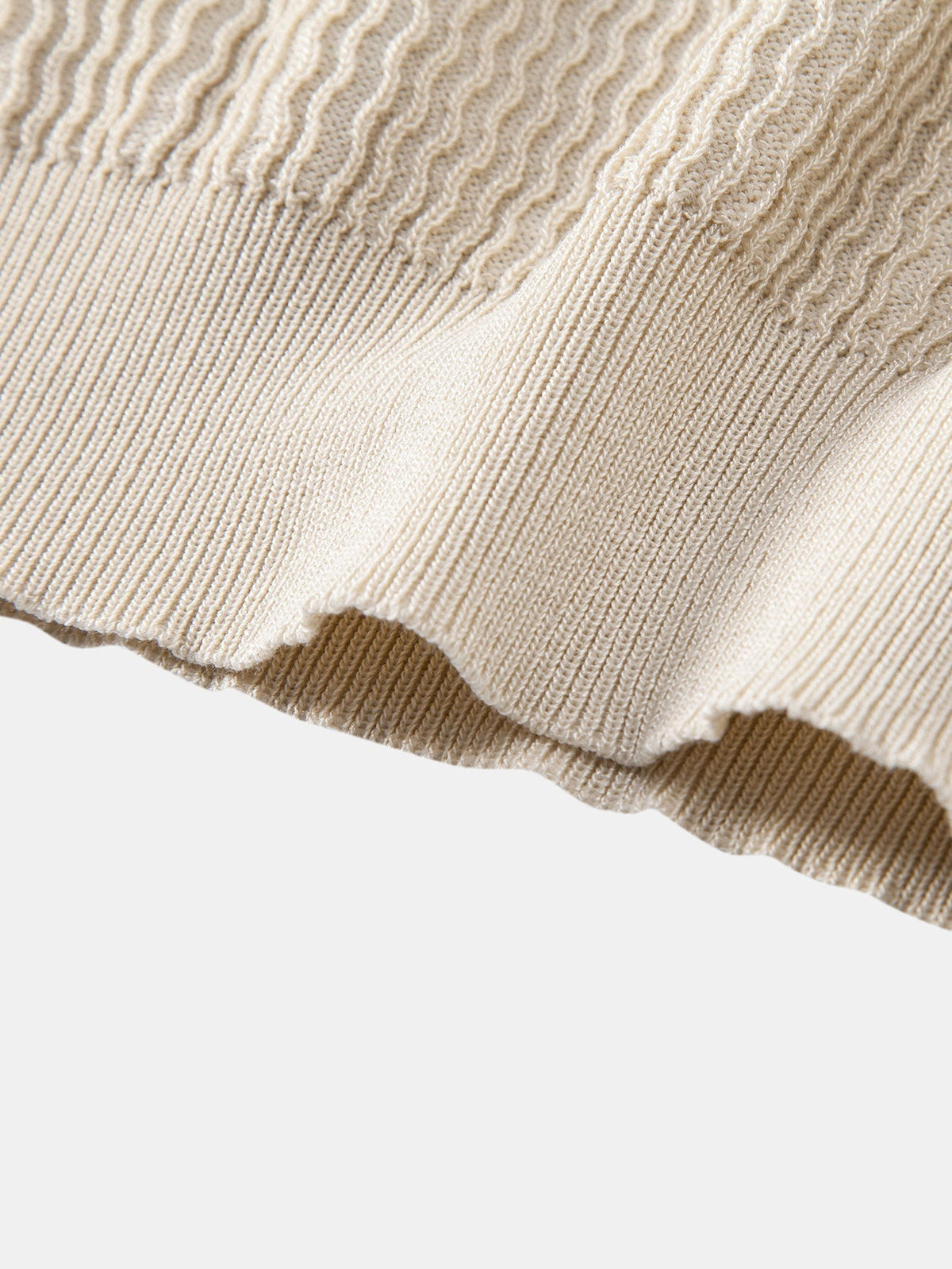 V-Neck Polo Shirt with Wave Jacquard Knit – photo 13
